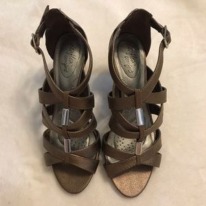 Copper Strappy 3.5-Inch Heels. Size 7.5W